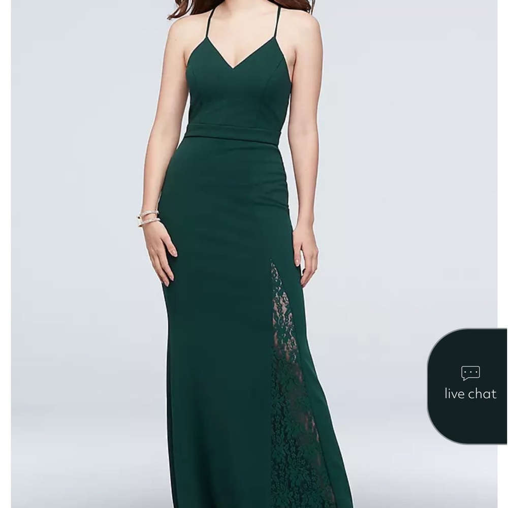 NWT Hunter Green Lace Mermaid Crepe Dress